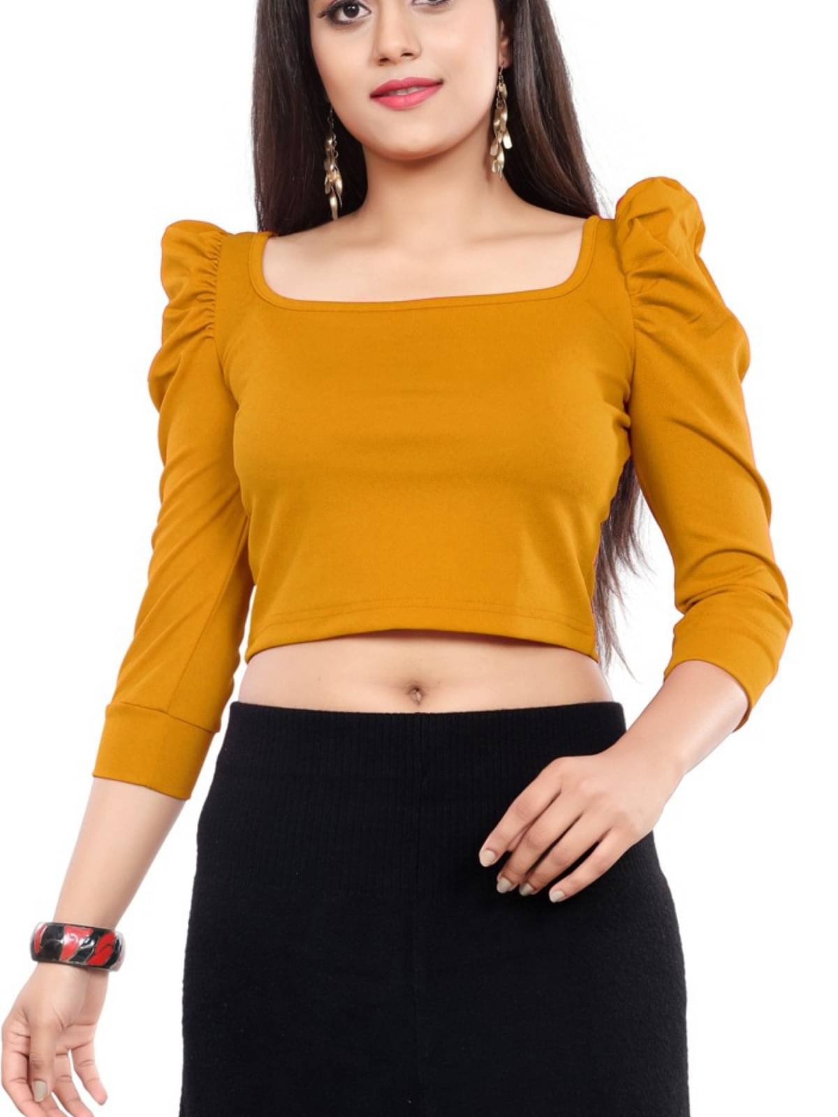     			LONDON BELLY Women's Polyester Crop Top ( Yellow )