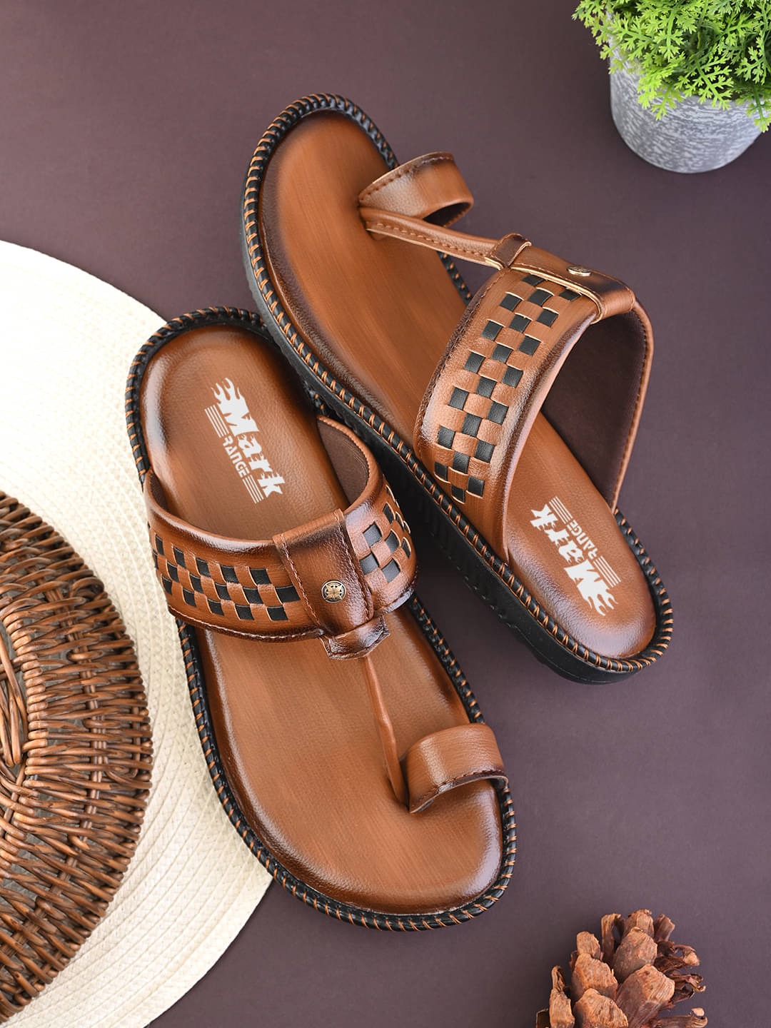     			MARKRANGE Tan Men's Thong Flip Flop