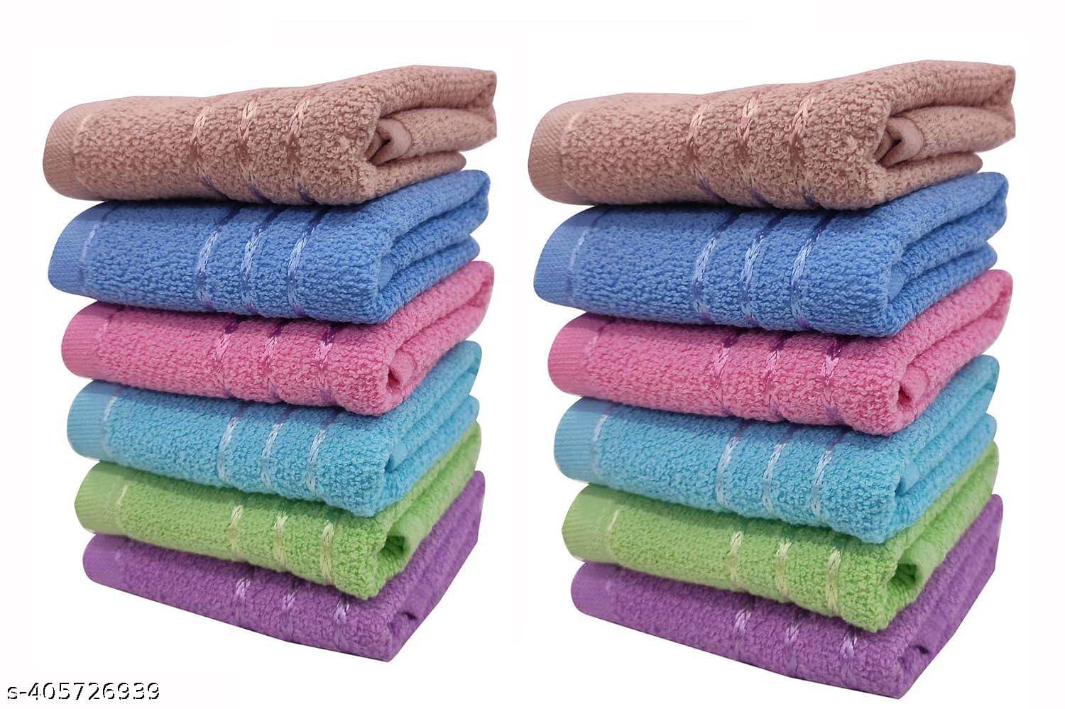     			MILAP Pack of 10 Cotton 250-300 -GSM Hand Towel ( Multicolor )