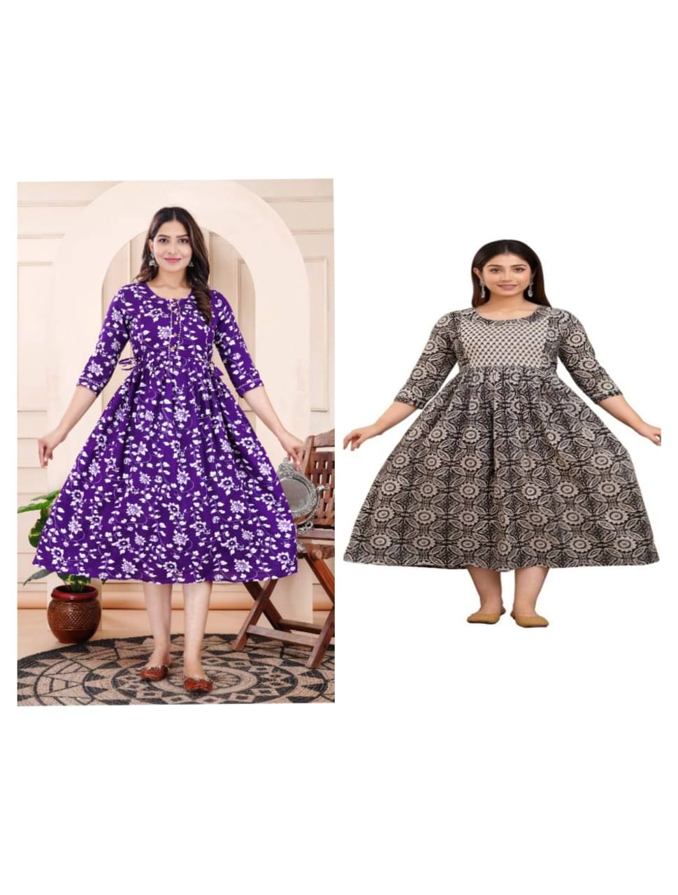     			Nevisha Style Multi Color Cotton Maternity Kurta Pack of 2