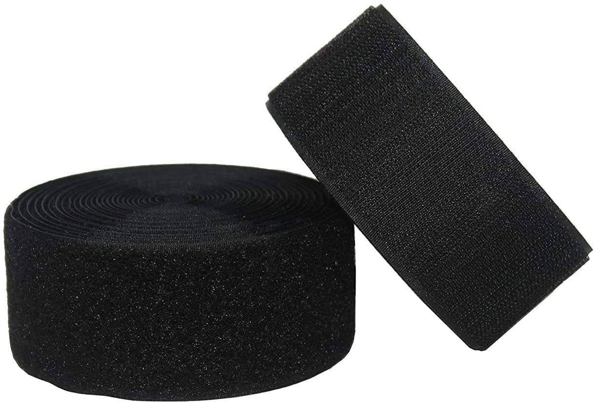     			PRANSUNITA 50 mm – Hook & Loop Double Sided Tape - Non-Adhesive Nylon Fastener Interlocking Tape for Sewing Crafts DIY, Clothes, Shoes – Black – (5 mts each Hook & Loop part both)