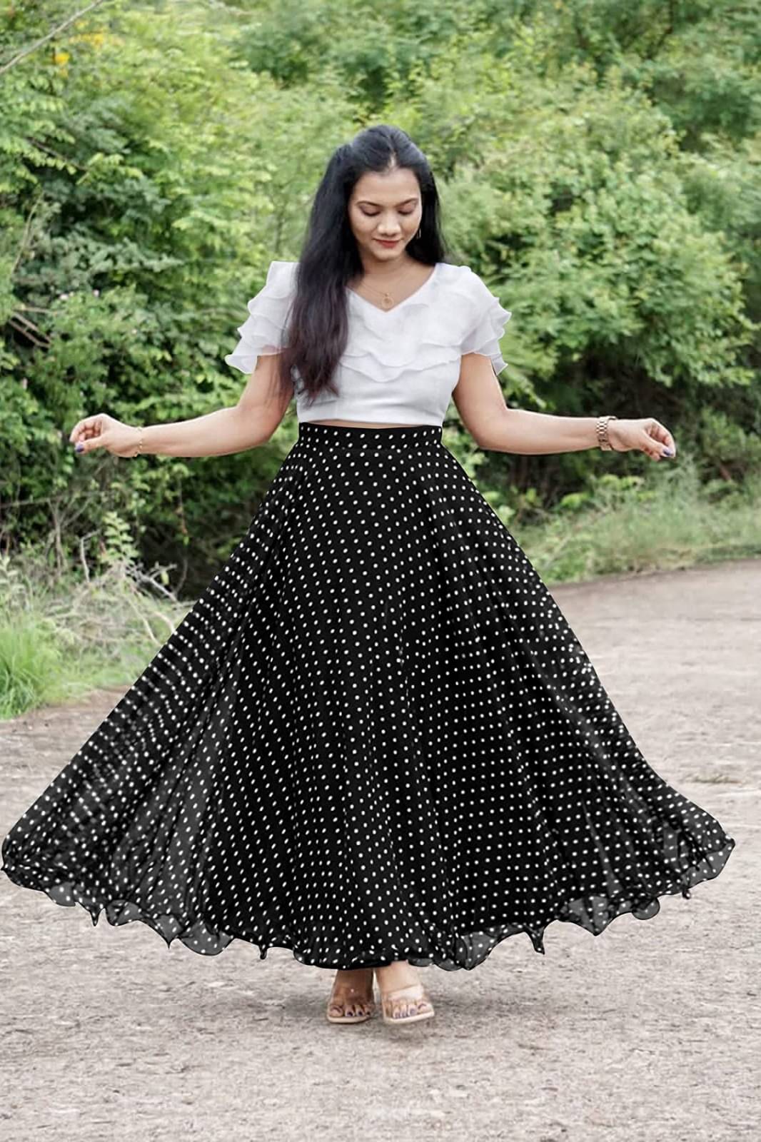     			PuriMaa Black Organza Chaniya Choli Stitched Lehenga