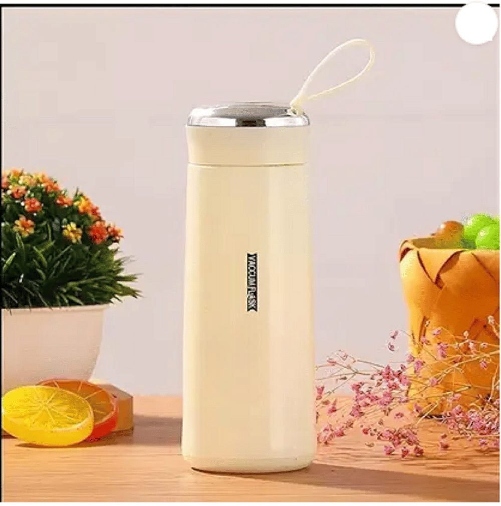     			Qin Pin Water Bottle for Work, School & Office Use Yellow Glass Water Bottle 400 mL ( Set of 1 )