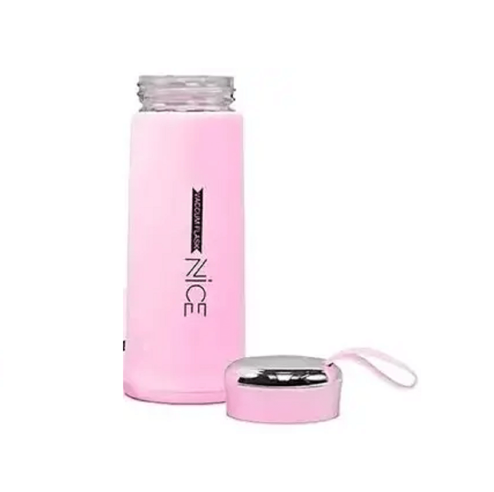     			Qin Pin Water Bottle for Work, School & Office Use Pink Glass Water Bottle 400 mL ( Set of 1 )