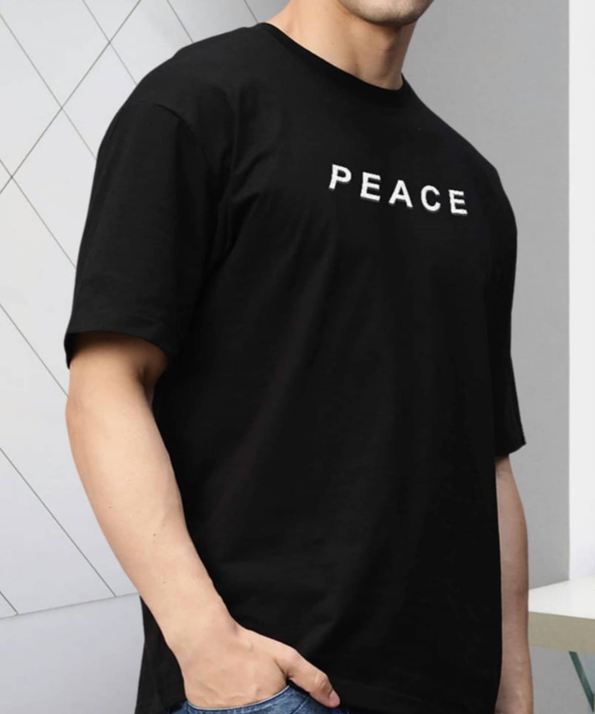 RF RAVES Cotton Blend Oversized Fit Printed Half Sleeves Men's Round T-Shirt - Black ( Pack of 1 )