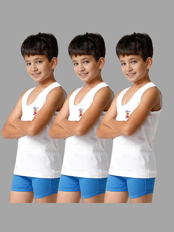 Renox Pack of 3 Boys Cotton Vest ( White ) - Nightwear & Loungewear | Buy online on ZillyBuy