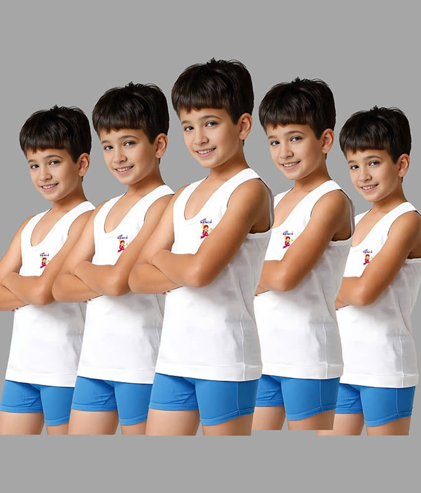 Renox Pack of 5 Boys Cotton Vest ( White ) - Nightwear & Loungewear | Buy online on ZillyBuy