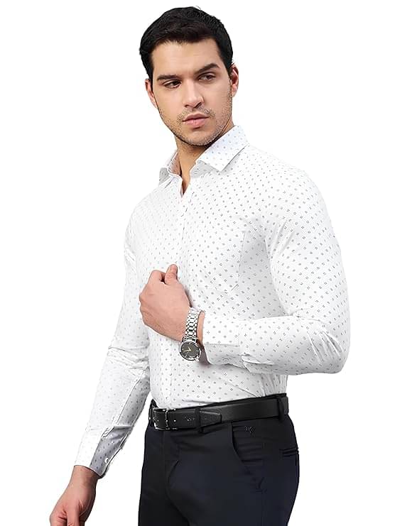     			Reoutlook 100% Cotton Regular Fit Printed Full Sleeves Men's Casual Shirt - White ( Pack of 1 )
