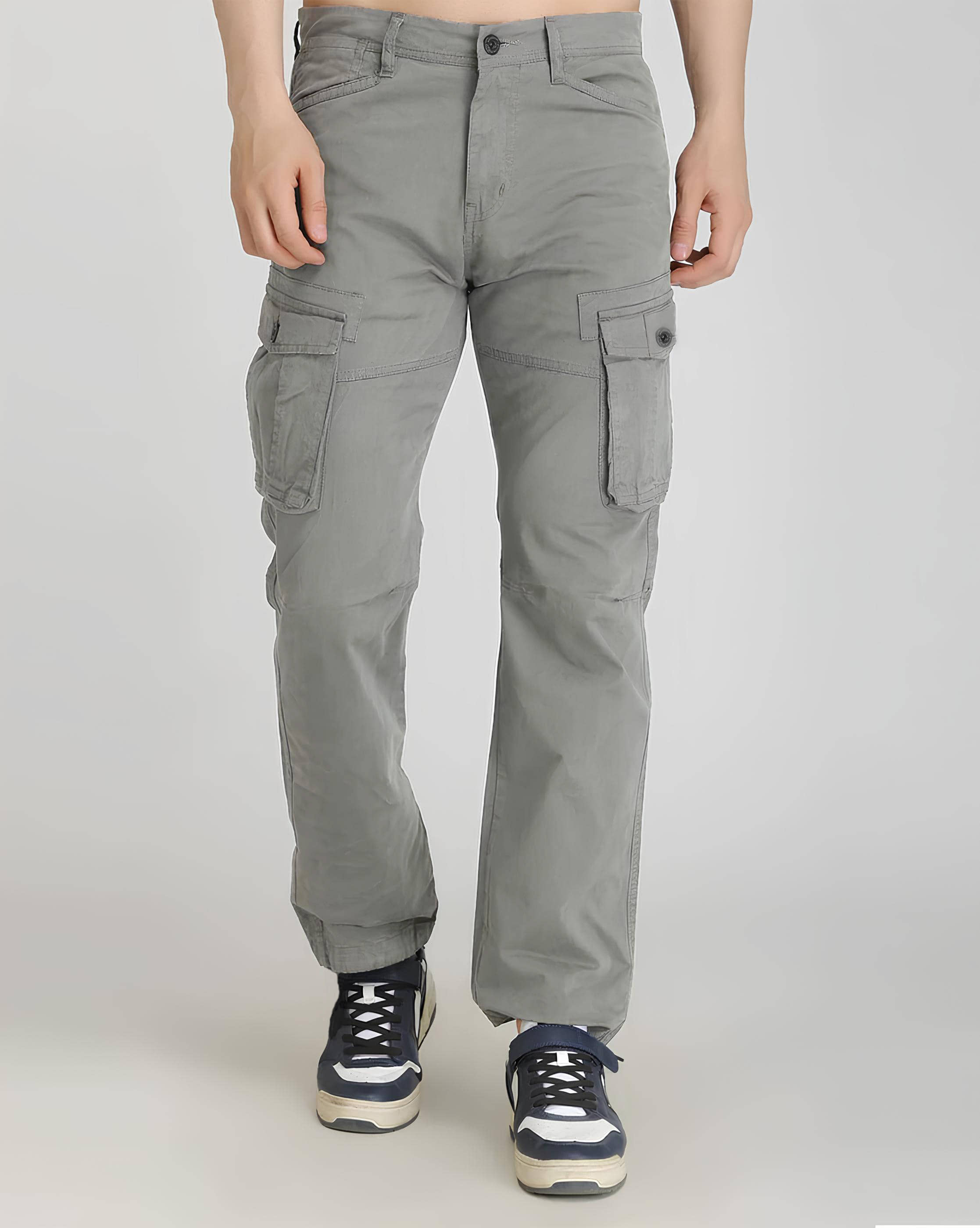 Reoutlook Regular Flat Men's Cargos - Light Grey ( Pack of 1 ) - Trousers | Buy online on ZillyBuy