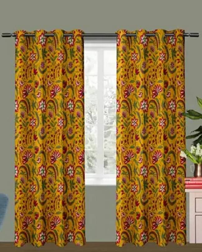     			Royal Decor Graphic Room Darkening Eyelet Curtain 9 ft ( Pack of 1 ) - Yellow