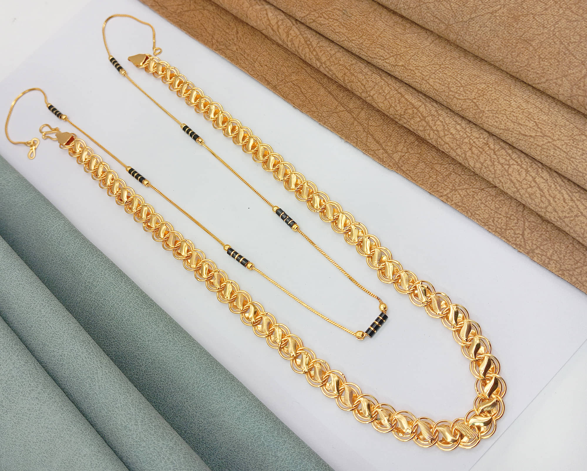 SHANKHRAJ MA LL Gold Plated Chains Combo ( Set of 2 )