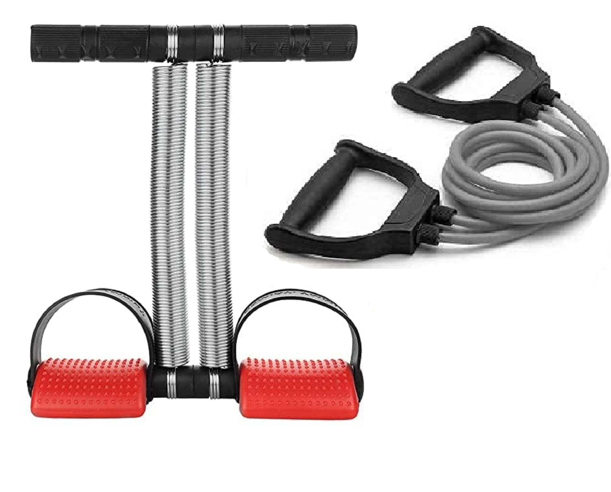     			Shopeleven Tummy Trimmer Double Spring with Comfertable Foam Grip handle and Toning Dual Resistance Tube combo Pack for man and women (TUMMY TRIMMER WITH TONING TUBE)