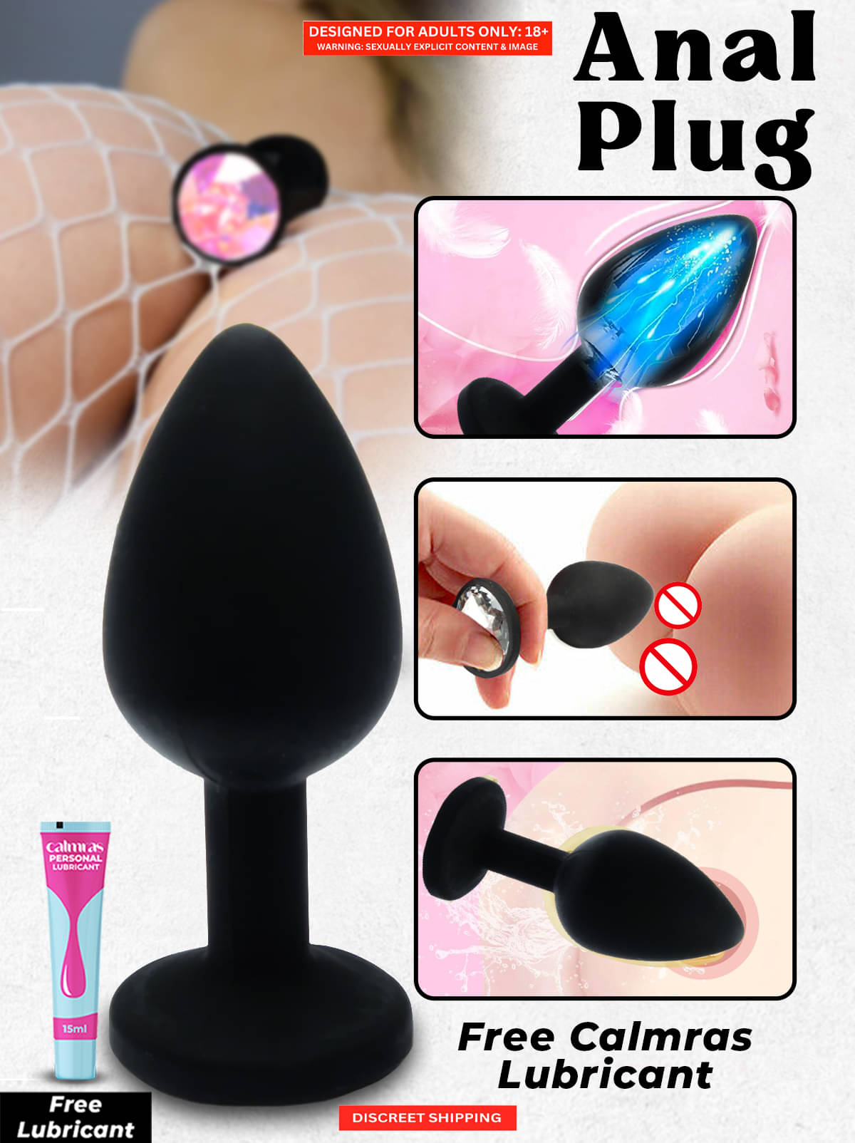     			Silicone Butt Plug with Diamond Cut Design Anal Butt Plug 3 inch Pocket Size Women's Anal Plug with Free Lube by Naughty Nights