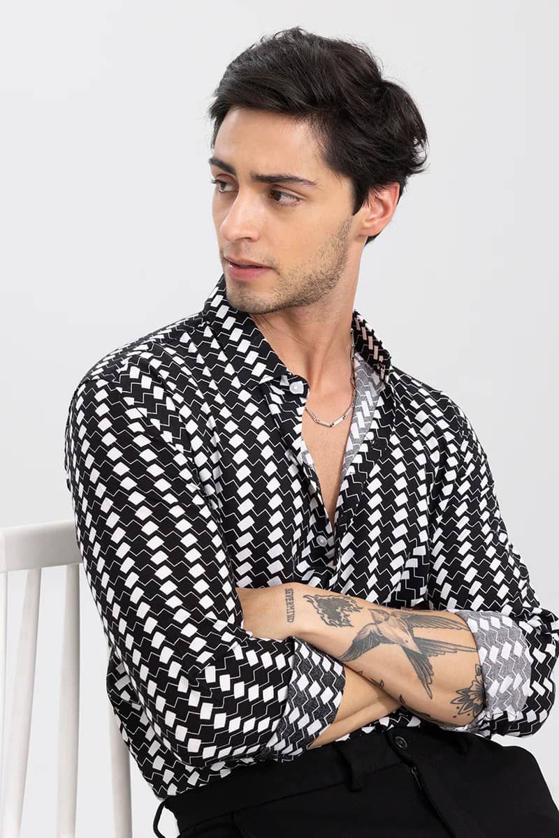 VENIZ WESTERN WEAR Poly Cotton Regular Fit Printed Full Sleeves Men's Casual Shirt - White ( Pack of 1 )
