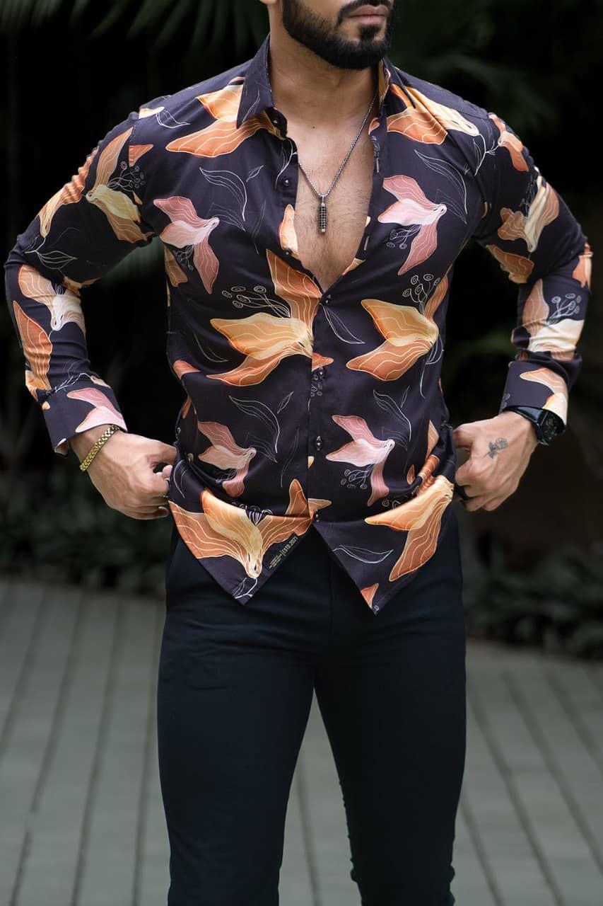 VENIZ WESTERN WEAR Poly Cotton Regular Fit Printed Full Sleeves Men's Casual Shirt - Black ( Pack of 1 )