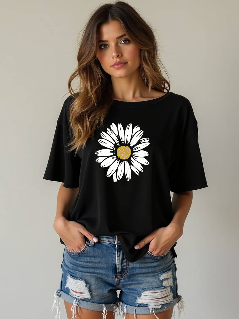     			VIOUR Women Cotton Printed Oversized Fit Round Neck T-Shirt ( Black )