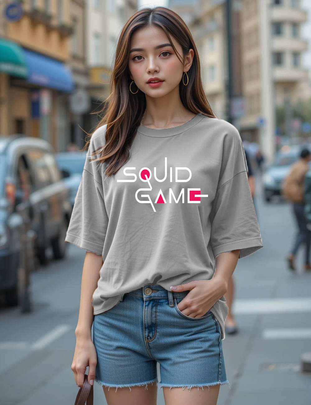 VIOUR Women Cotton Printed Oversized Fit Round Neck T-Shirt ( Grey ) VIOUR Women Cotton Printed Oversized Fit Round Neck T-Shirt ( Grey )