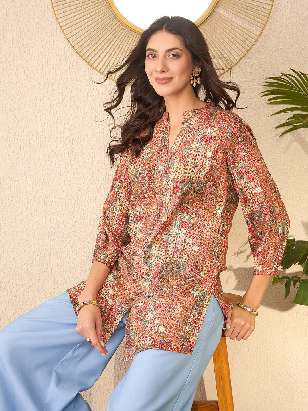 Vaamsi Multi Color Rayon Women's Tunic ( Pack of 1 ) Vaamsi Multi Color Rayon Women's Tunic ( Pack of 1 )