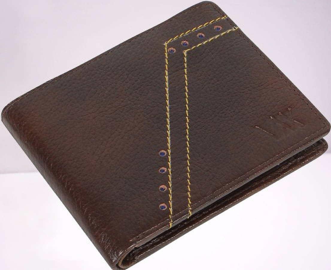     			WILDAUK 100% Leather Self Design Men's Regular Wallet With More Than 10 Slots For Card ( Brown , Pack of 1 )