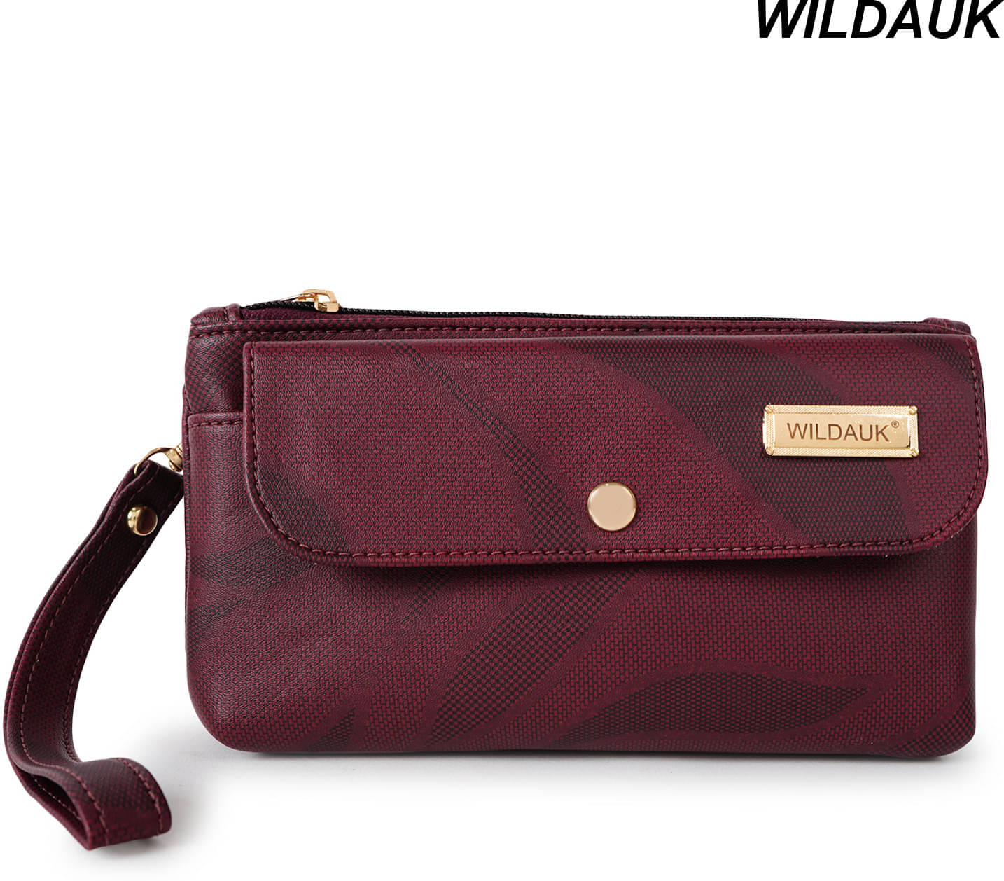     			WILDAUK Maroon Pure Leather Box Clutch
