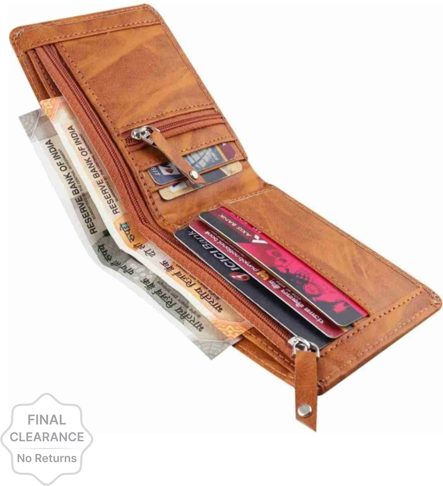     			WILDAUK PU Self Design Men's Regular Wallet With 4 Slots For Card ( Tan , Pack of 1 )