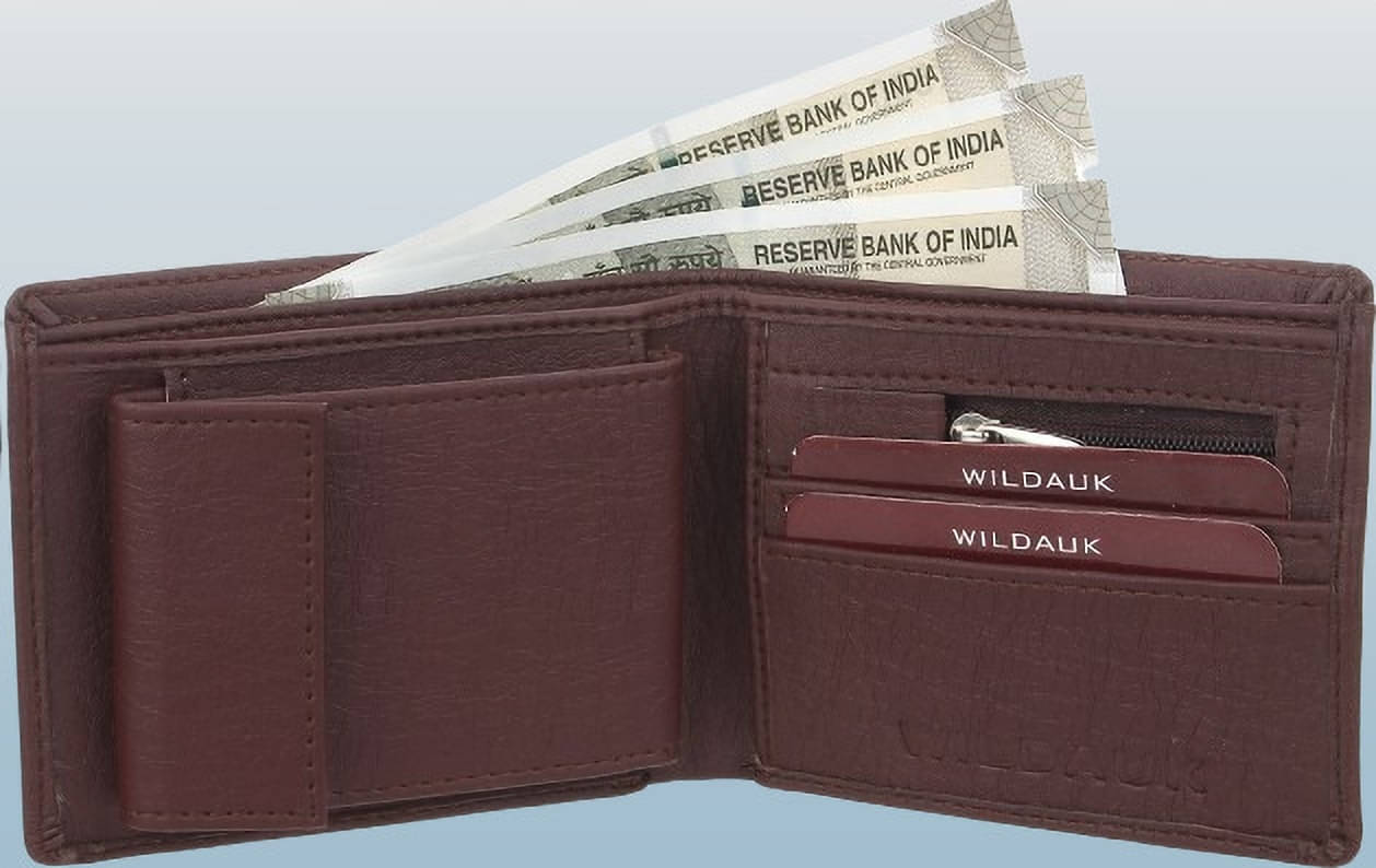     			WILDAUK PU Self Design Men's Regular Wallet With More Than 10 Slots For Card ( Brown , Pack of 1 )
