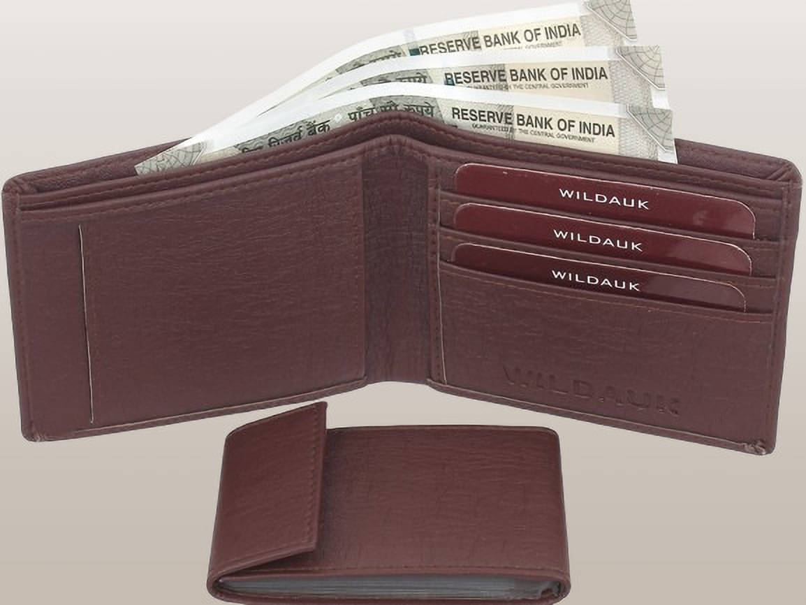     			WILDAUK PU Self Design Men's Regular Wallet With More Than 10 Slots For Card ( Brown , Pack of 1 )