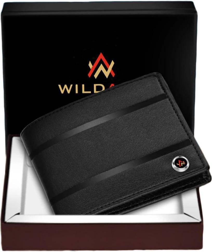     			WILDAUK PU Self Design Men's Regular Wallet With 3 Slots For Card ( Black , Pack of 1 )