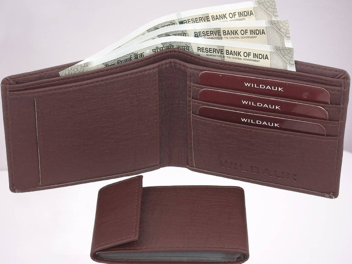     			WILDAUK PU Self Design Men's Regular Wallet With More Than 10 Slots For Card ( Brown , Pack of 1 )