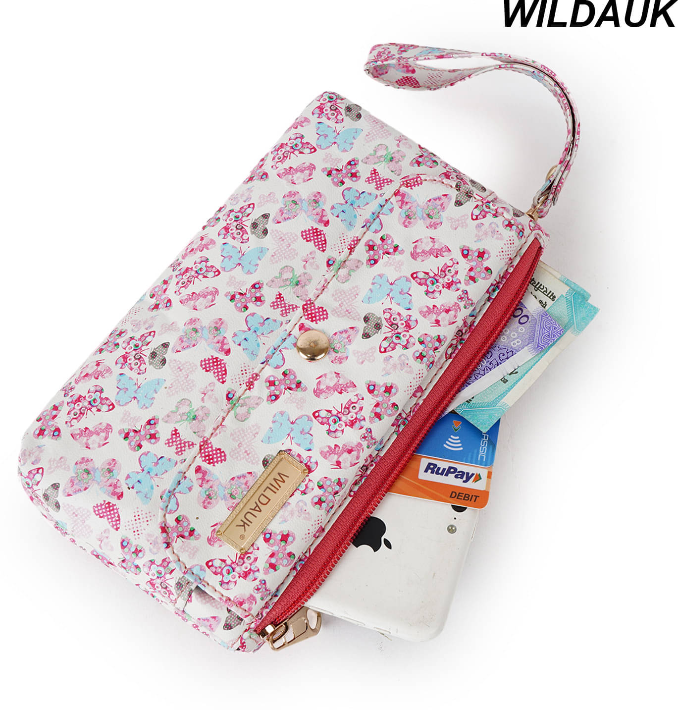     			WILDAUK Pink Pure Leather Box Clutch