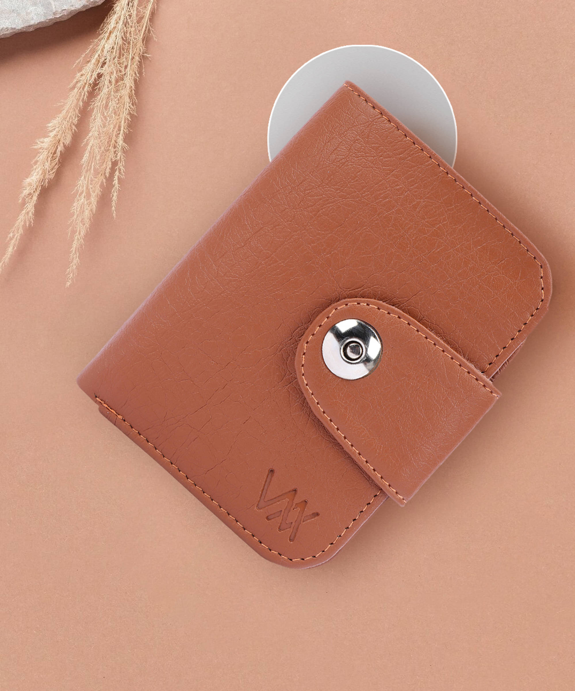     			WILDAUK Tan Pure Leather Box Clutch