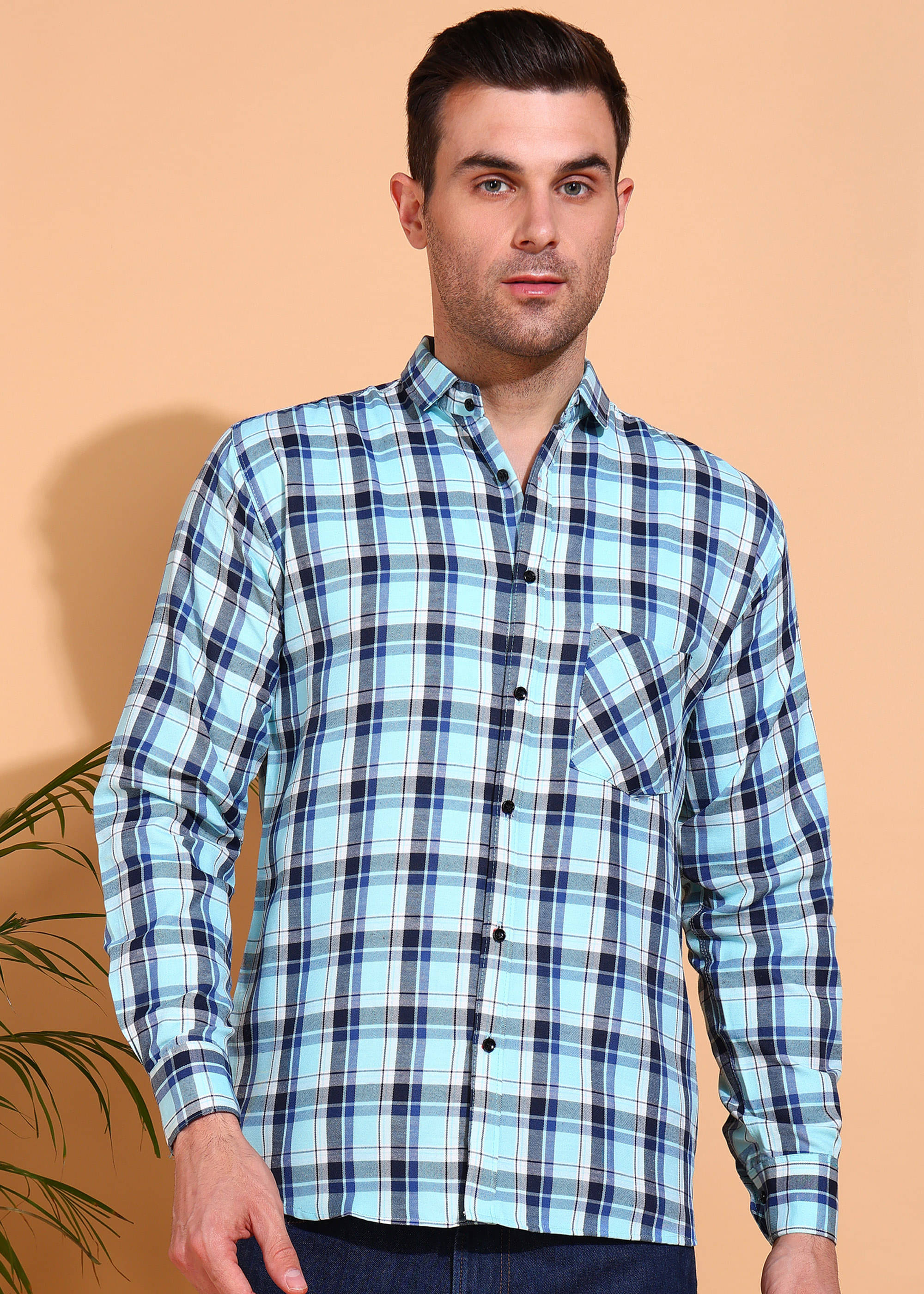 allan peter 100% Cotton Regular Fit Checks Full Sleeves Men's Casual Shirt - Dark Blue ( Pack of 1 ) allan peter 100% Cotton Regular Fit Checks Full Sleeves Men's Casual Shirt - Dark Blue ( Pack of 1 )