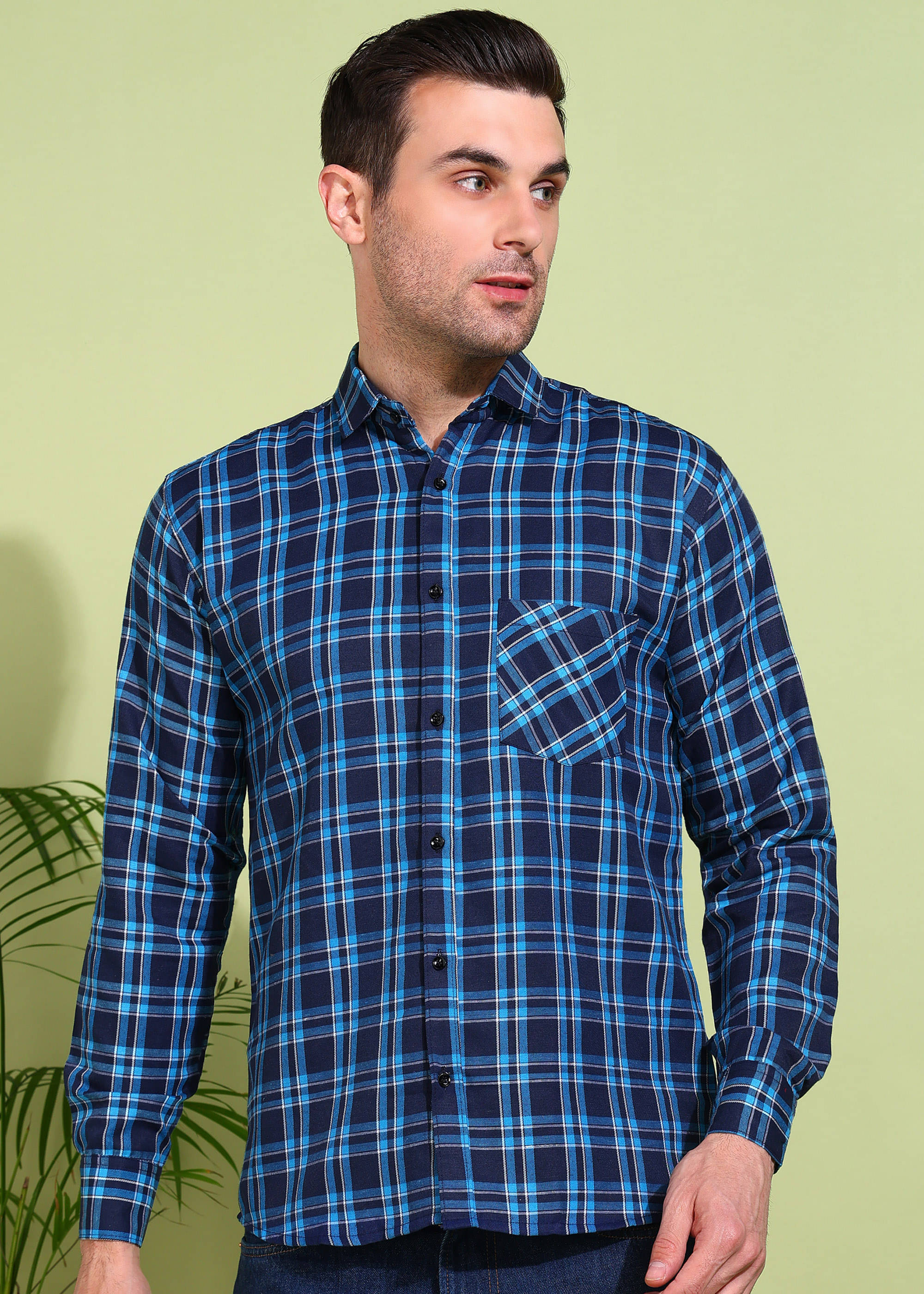     			allan peter 100% Cotton Regular Fit Checks Full Sleeves Men's Casual Shirt - Blue ( Pack of 1 )
