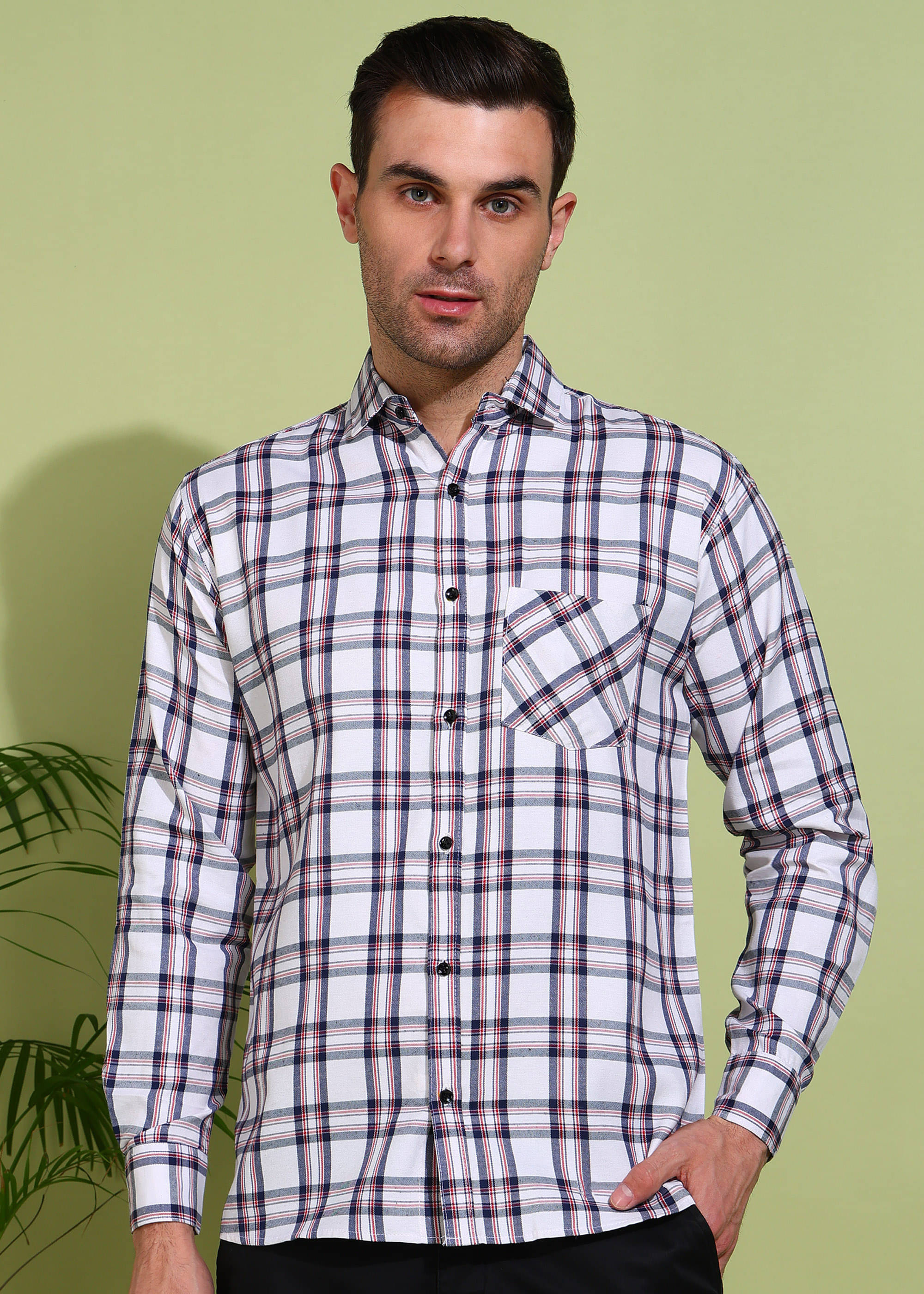 allan peter 100% Cotton Regular Fit Checks Full Sleeves Men's Casual Shirt - White ( Pack of 1 ) allan peter 100% Cotton Regular Fit Checks Full Sleeves Men's Casual Shirt - White ( Pack of 1 )