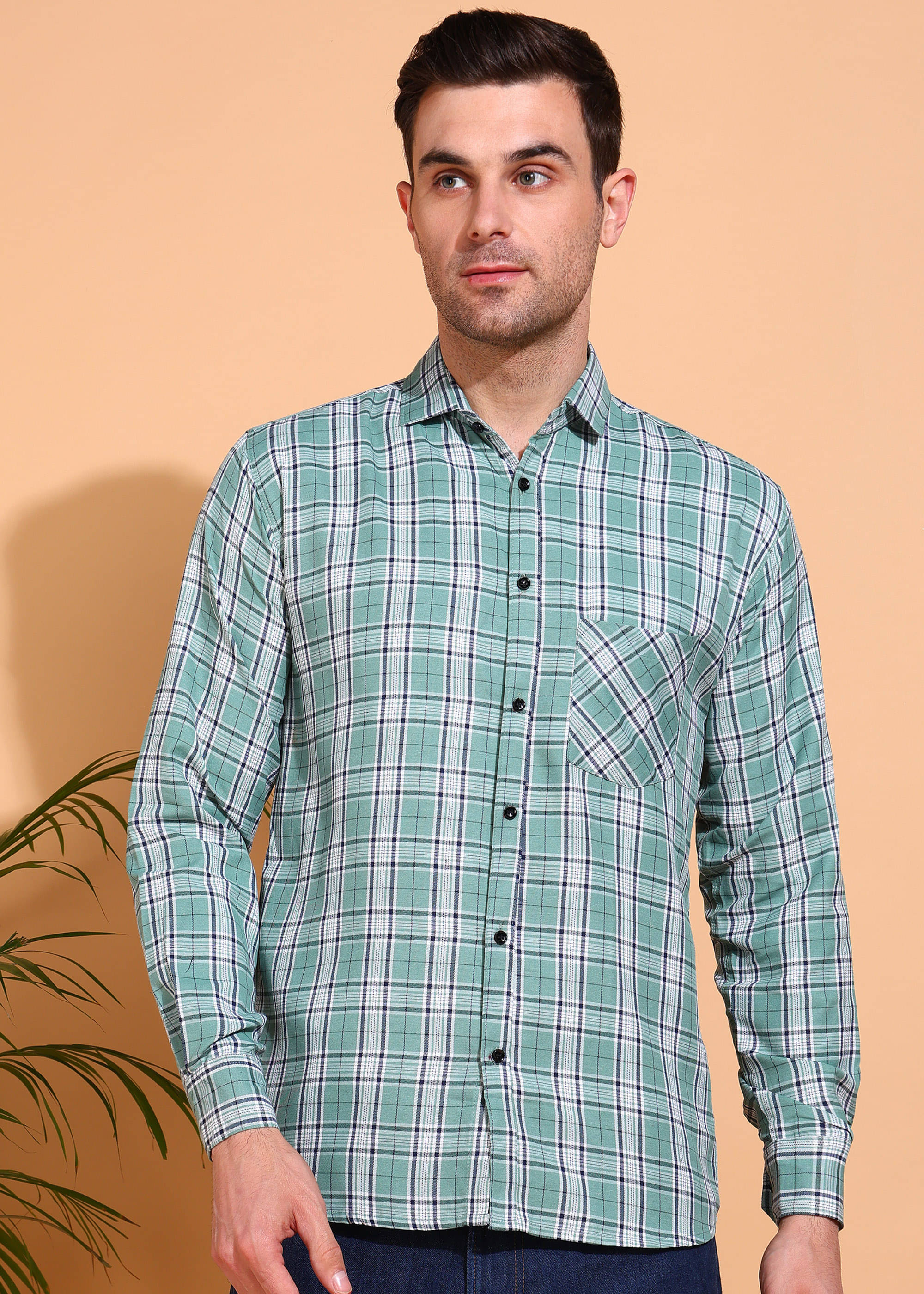 allan peter 100% Cotton Regular Fit Checks Full Sleeves Men's Casual Shirt - Green ( Pack of 1 ) allan peter 100% Cotton Regular Fit Checks Full Sleeves Men's Casual Shirt - Green ( Pack of 1 )