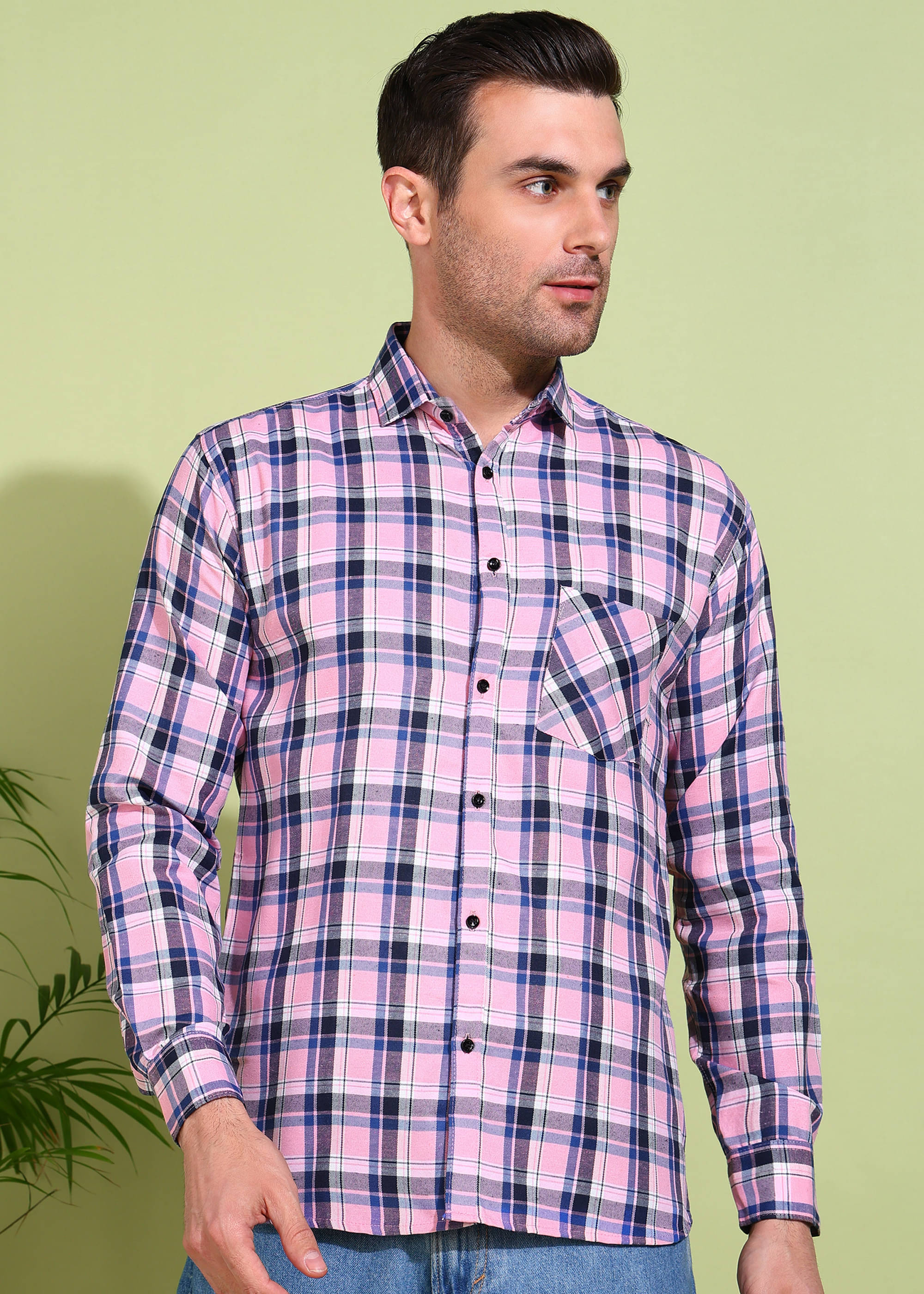    			allan peter 100% Cotton Regular Fit Checks Full Sleeves Men's Casual Shirt - Pink ( Pack of 1 )
