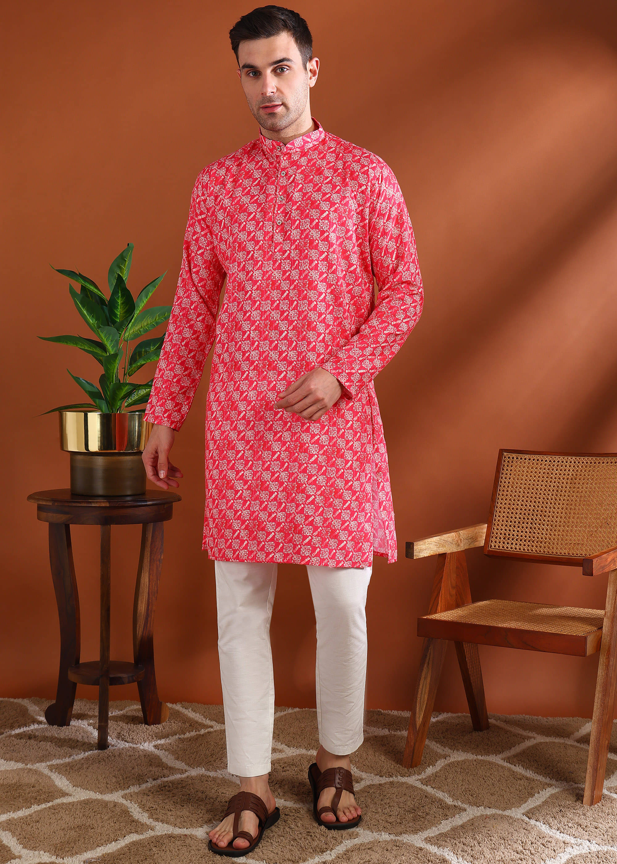 allan peter Pink Cotton Men's Regular Kurta ( Pack of 1 ) allan peter Pink Cotton Men's Regular Kurta ( Pack of 1 )