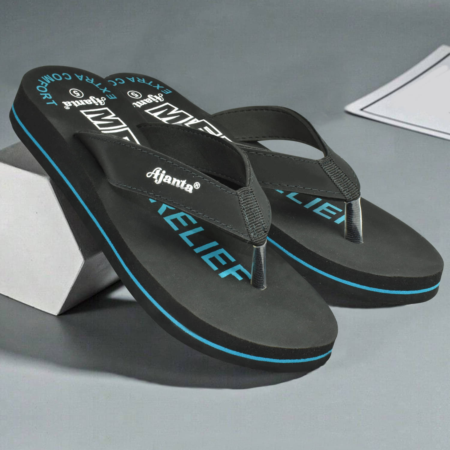     			Ajanta Black Women's Thong Flip Flop