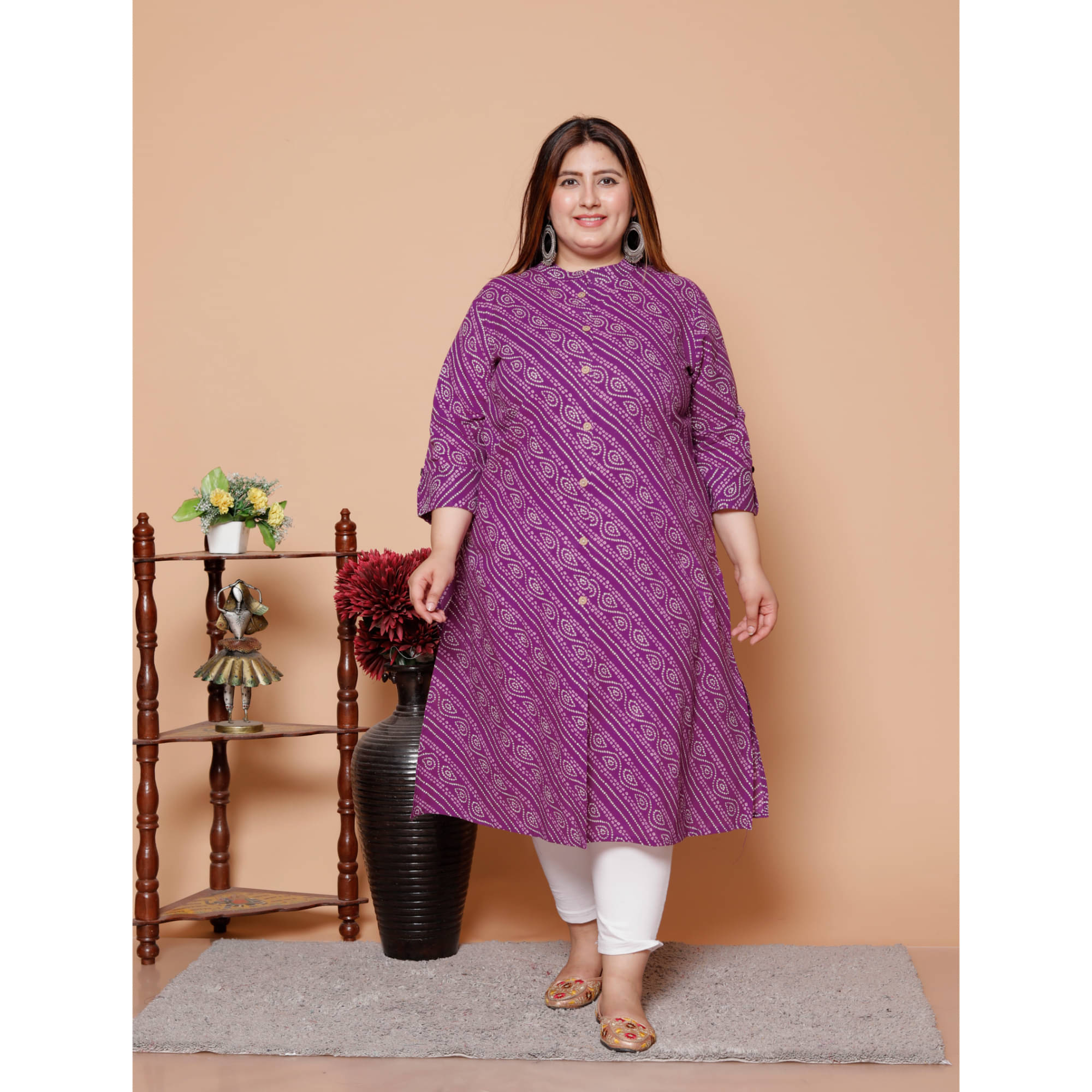 Avnii Pack of 1 Cotton Printed A-line Women's Kurti - ( Purple )     			Avnii Pack of 1 Cotton Printed A-line Women's Kurti - ( Purple )