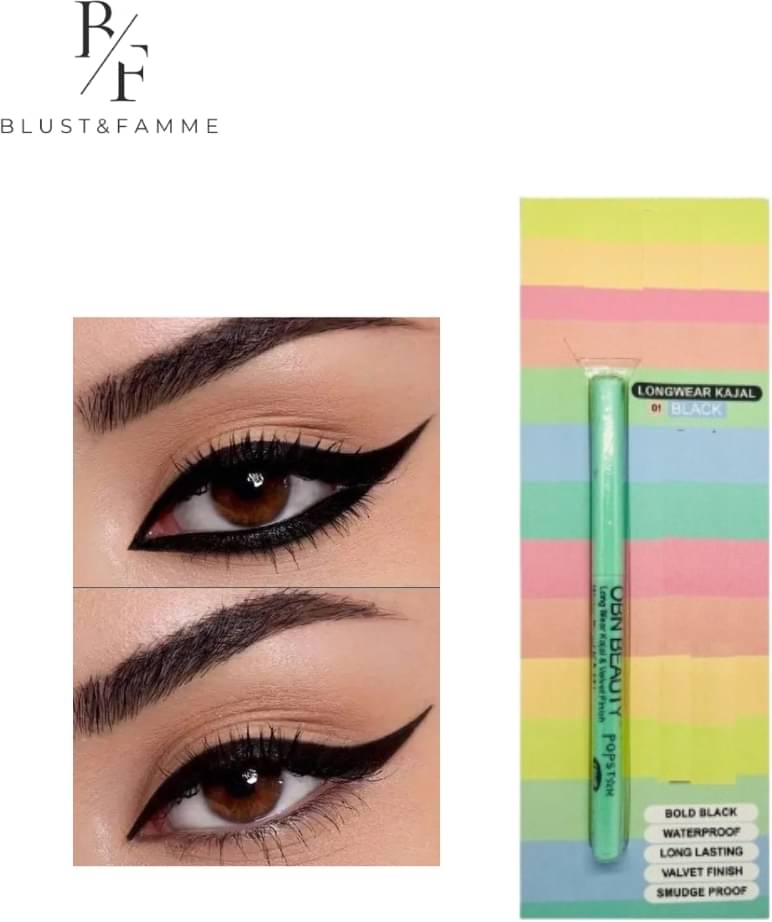 BLUST & FAMME 24 Hour Stay waterproof kajal , Matte Finish, Black (Pack of 1) BLUST & FAMME 24 Hour Stay waterproof kajal , Matte Finish, Black (Pack of 1)
