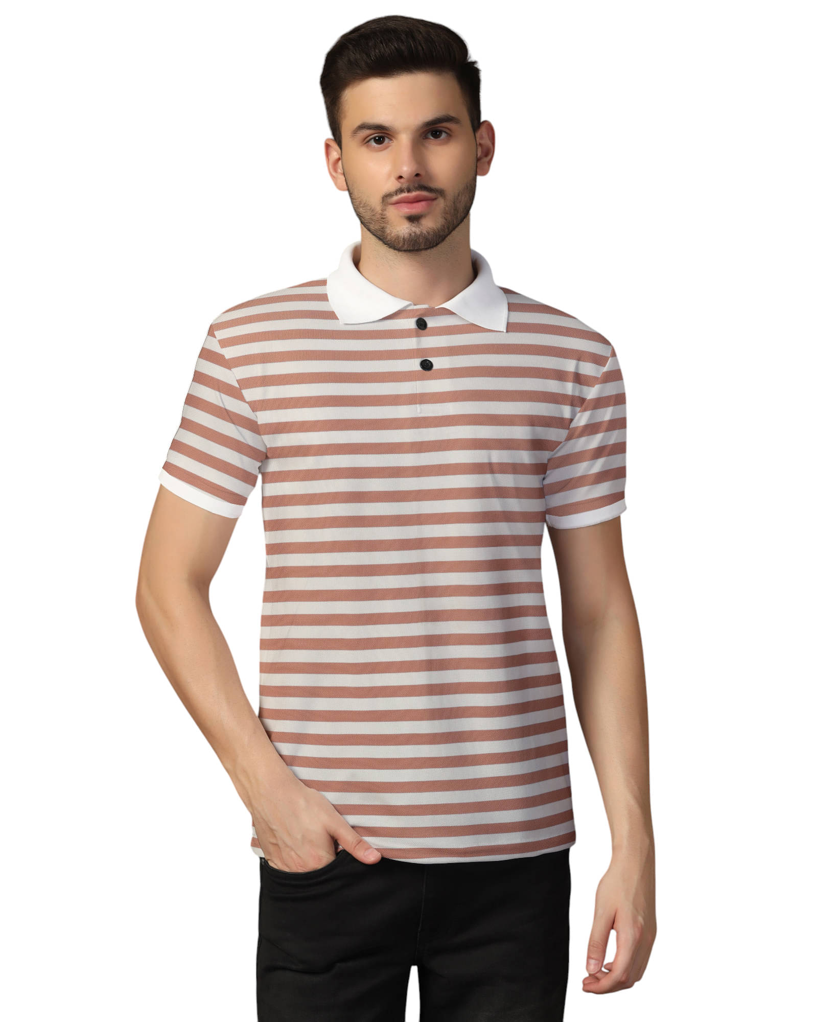 Beyou Fashion Pack of 1 Cotton Blend Regular Fit Striped Half Sleeves Men's Polo T Shirt ( Maroon ) Beyou Fashion Pack of 1 Cotton Blend Regular Fit Striped Half Sleeves Men's Polo T Shirt ( Maroon )