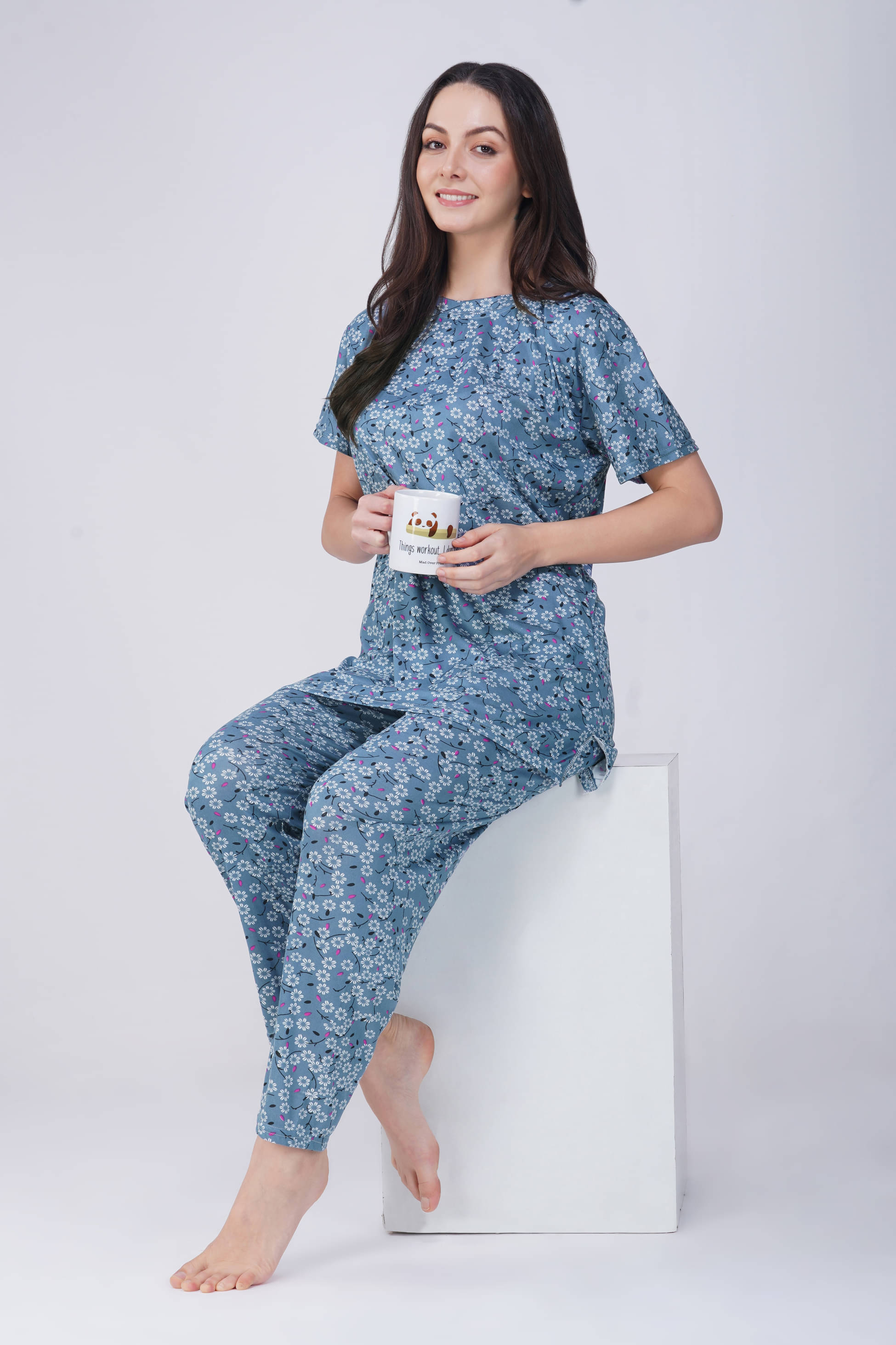 DIAMOND EXPORTER Grey Hosiery Women's Nightwear Nightsuit Sets ( Pack of 1 ) DIAMOND EXPORTER Grey Hosiery Women's Nightwear Nightsuit Sets ( Pack of 1 )