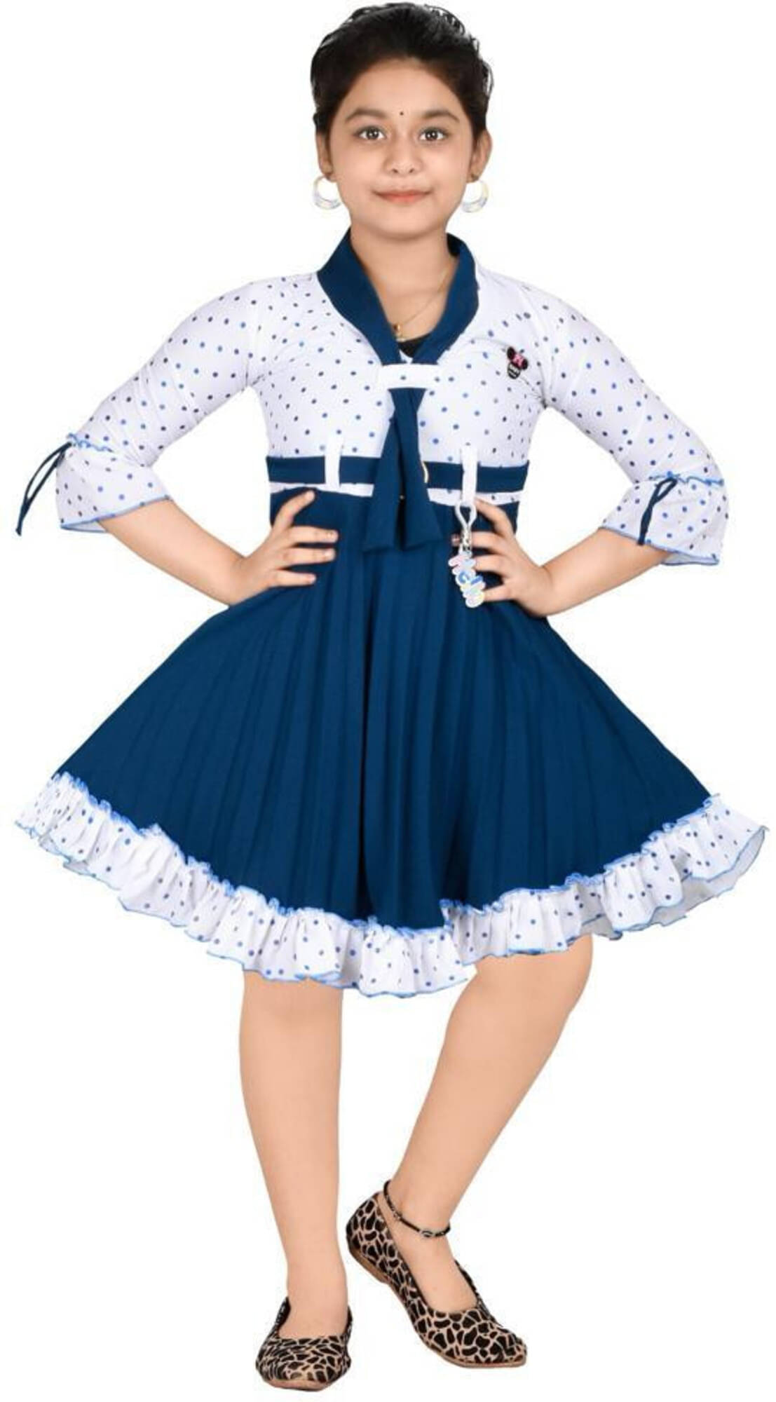     			DS DRESSES Silk Blend Frock For Girls ( Pack of 1 , Blue )