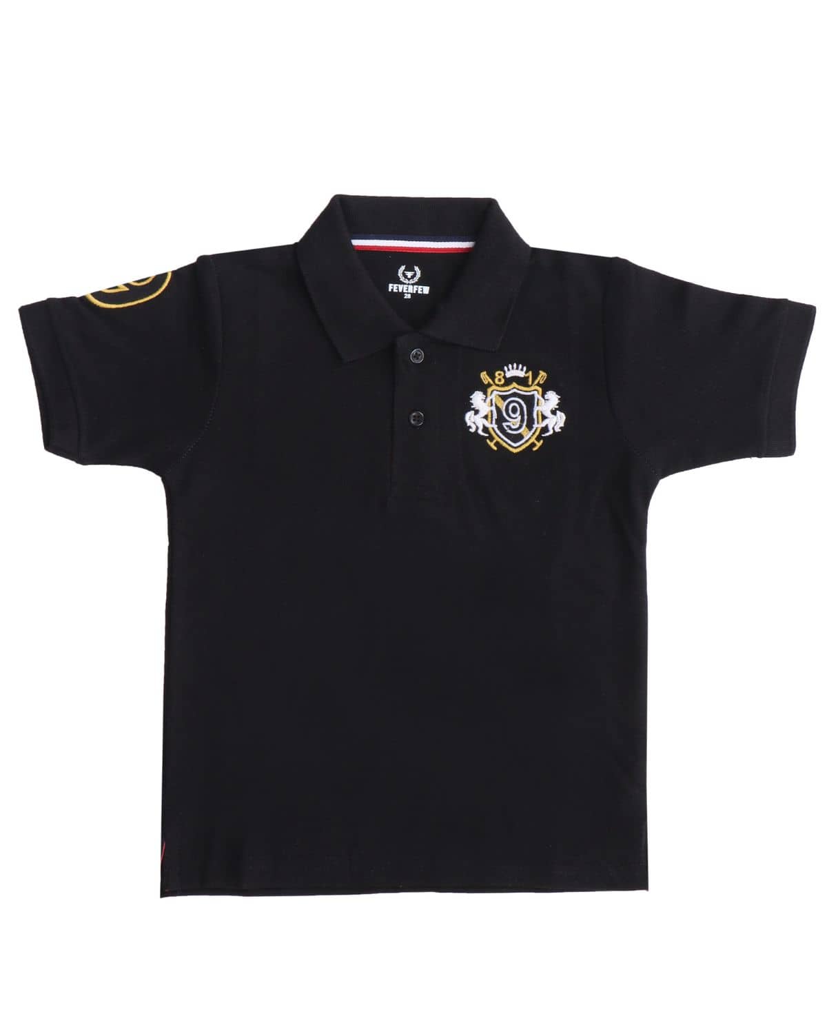 FEVERFEW Pack of 1 Boys Cotton Blend Polo T-Shirt ( Black )