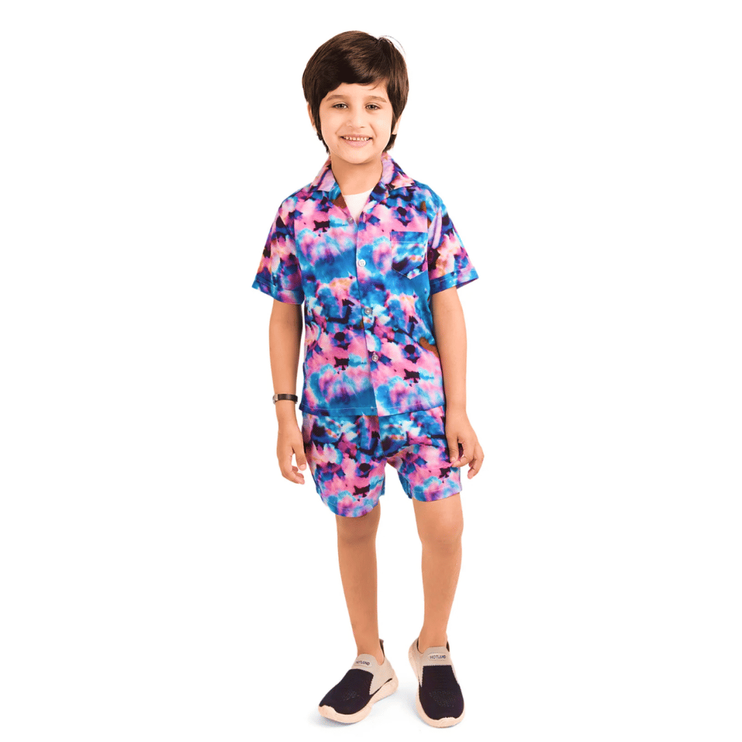     			Formulate clothing Pack of 1 Baby Boys Cotton Shirt & Shorts Set ( Blue )