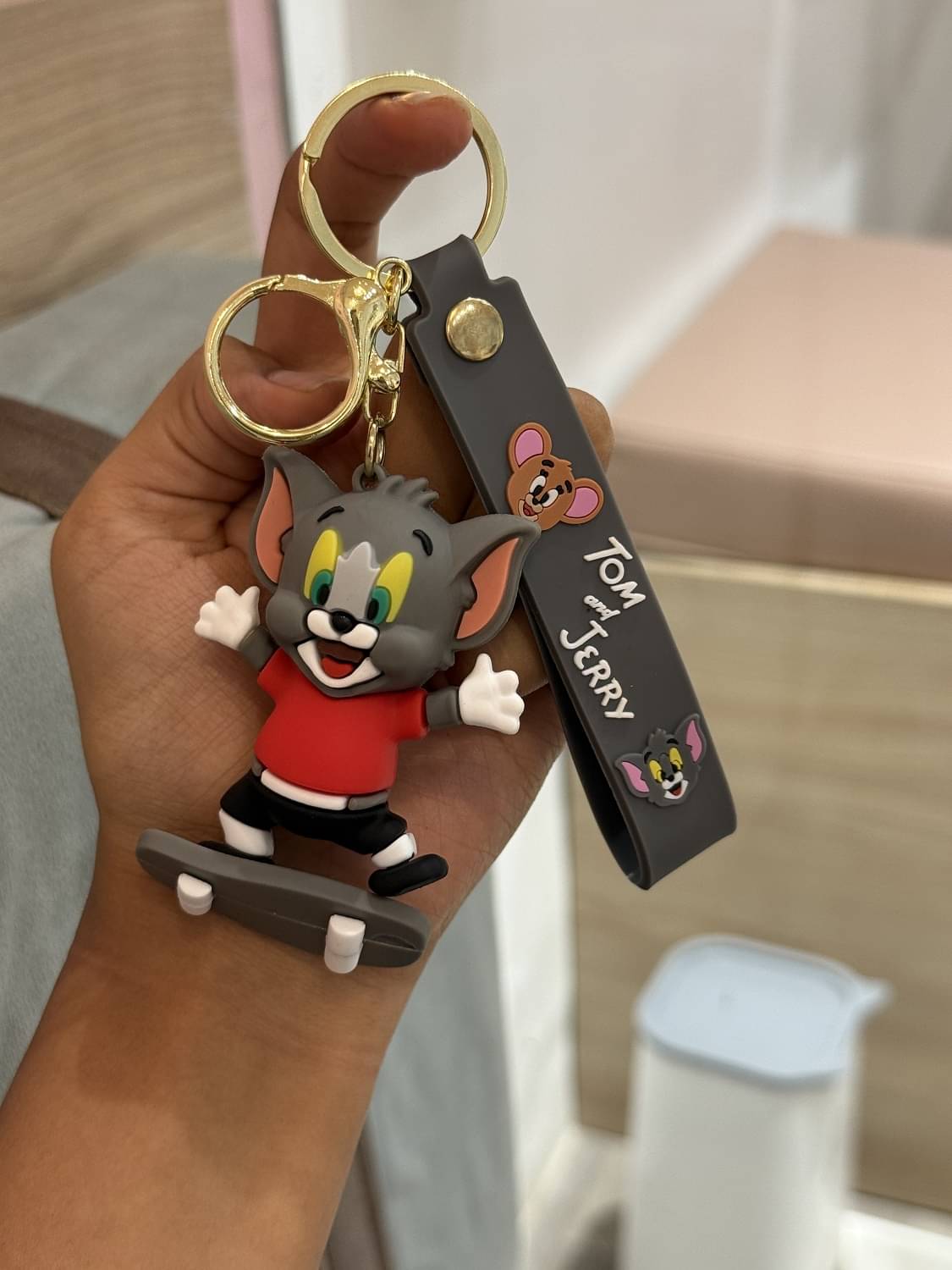    			GT Gala Time Cute Tom On Skateboard Cartoon 3D Silicone Key Chain Bag Girls and Woman Kids Key Chain