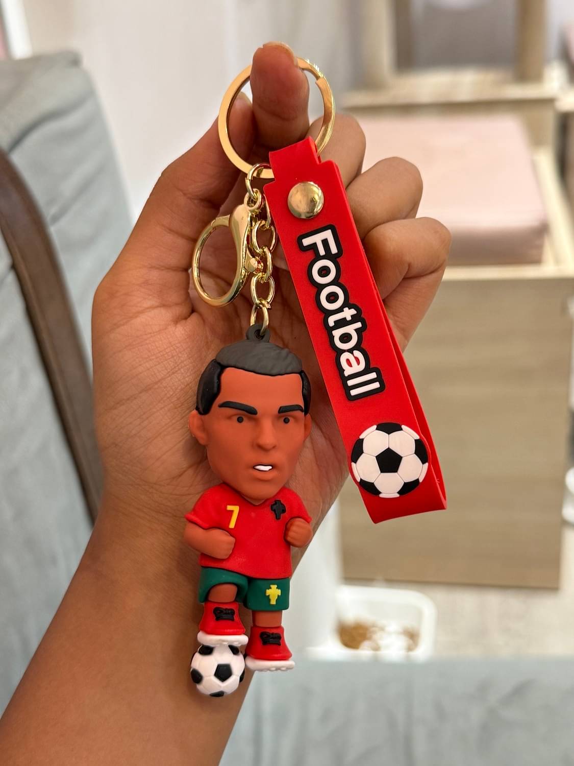     			Ronaldo Manchester 3D Keychain | Strap Charm & Hook | Football Player Model Toys Key Chain