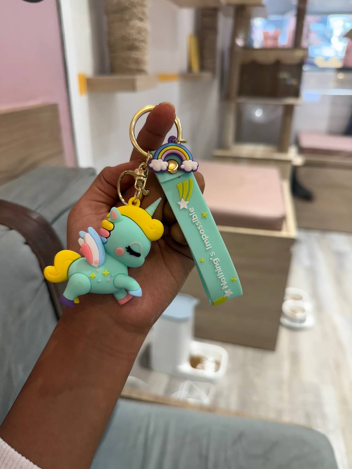     			Unicorn Rubber Keychain for Girls | Cute Keychains for Girls (Green) Key Chain