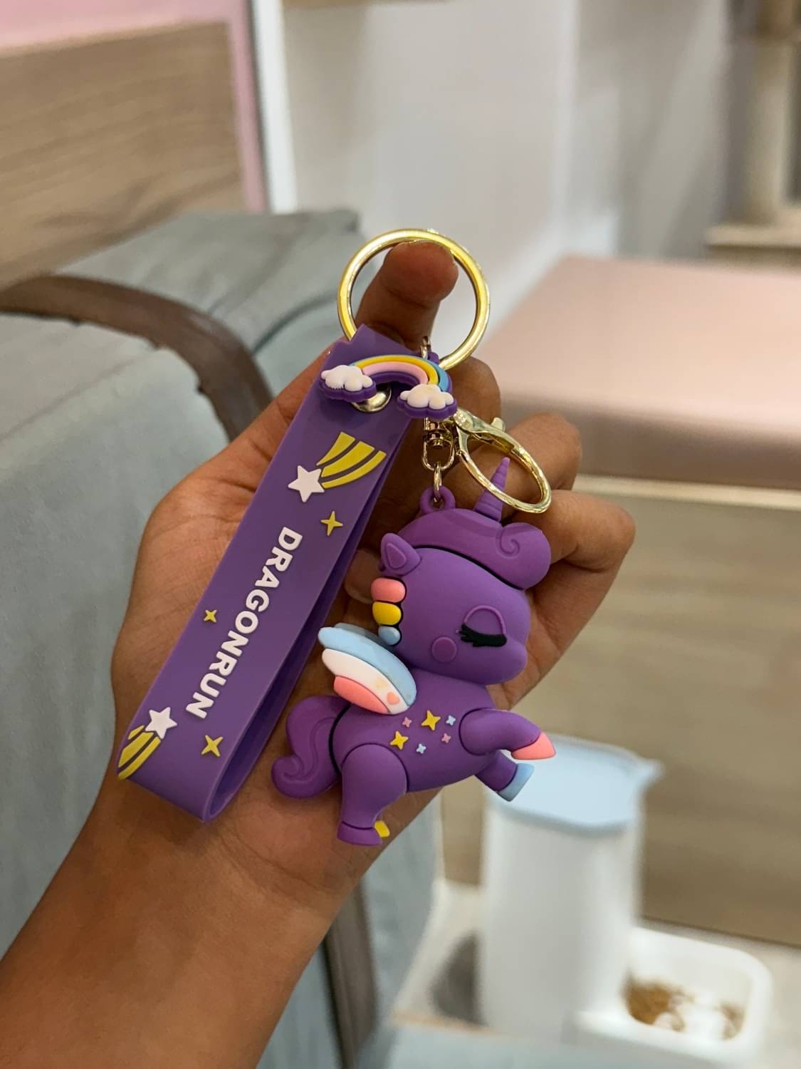     			Cute Purple Unicorn Silicone Keyring for Girls | Durable & Trendy Gift | School Bag or Zipper Pull Accessory