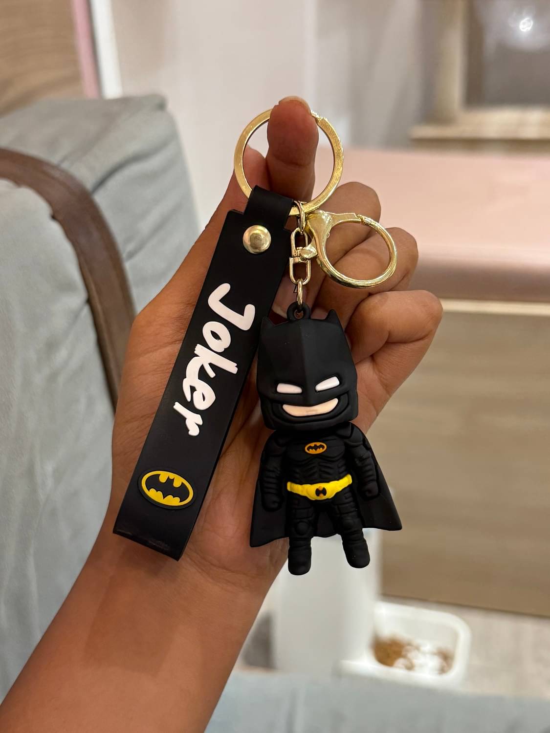     			Cartoon Style Batman Silicone Keyring | Stylish & Fun Gift for Kids | School Bag Zipper Pull for Boys Girls